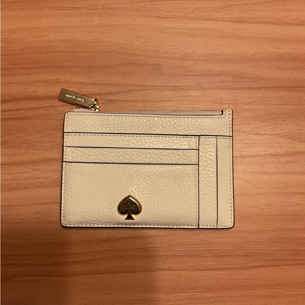Kate Spade Ivory Card Holder with Gold Accent
